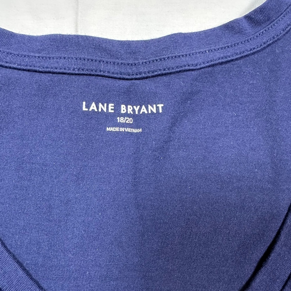 Lane Bryant Plus 18/20 Navy V-Neck Crochet Sleeve Top‎ - Picture 3 of 7